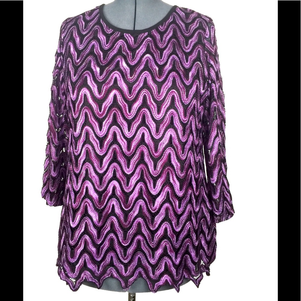 Fishnet purple lined tunic 100% polyester 1X J Lee